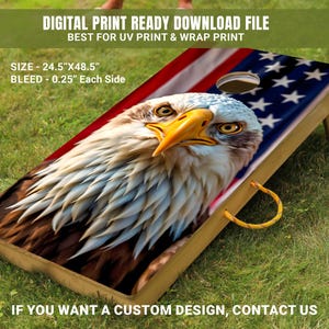 Patriotic Bald Eagle Cornhole Wrap | USA Flag Board Decal | American Pride Vinyl Skin | Digital Download for DIY Game Boards 36-FDS