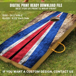 Red, White & Blue Cornhole Board Decal - Patriotic Cornhole Skins - Vibrant Cornhole Wrap - Custom Cornhole Game Gift