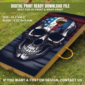 Amerikanische Flagge Cornhole Wrap - Amerikanische Flagge Cornhole Wrap - Grunge Schädel Aufkleber - Digitaler Download DIY Vinylverpackung - USA Flagge Cornhole 79-FDS
