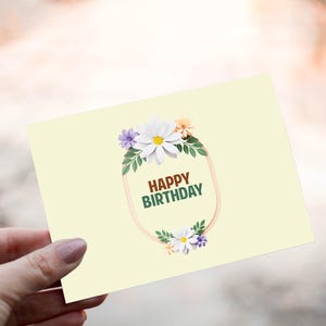 Elegante Blumen Geburtstagskarte | Geburtstagskarte zum Ausdrucken | Pastell Blumen Karte | Karte zum Geburtstag für Sie | Digitale Begrüßung 102-FDS