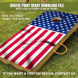 American Flag Cornhole Board Decal - Patriotic Cornhole Skins - Red, White & Blue Cornhole Wrap - Perfect Cornhole Game Gift