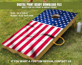 Adesivo de tabuleiro de cornhole com bandeira americana - Skins patrióticas de cornhole - Envoltório de cornhole vermelho, branco e azul - Presente perfeito para jogo de cornhole
