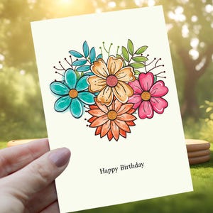 Cartão de aniversário floral engraçado | Mais vendido | Cartão de felicitações para impressão | A sabedoria vem com a idade | Cartão de aniversário para ela Cartão de aniversário 112-FDS