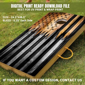 Wooden Jagged American Flag Cornhole Board Decal - Patriotic Cornhole Skins - Custom Cornhole Wrap - American Cornhole Game Gift - 230-FDS