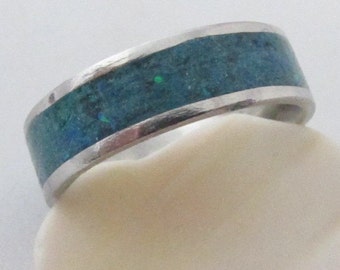 bague inlay azur, cadeau, bague unisexe, cadeau, mariage, anneau de mariage, fiancaille, bague personnalisée, bague simple, bague colorée