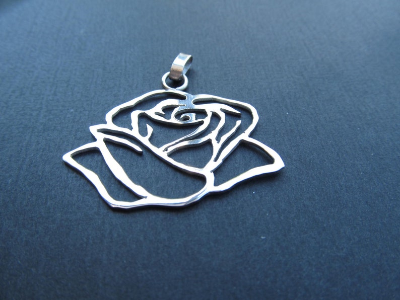 Wild rose pendant in sterling silver, flower pendant, gift, friendship gift, rose pendant, wedding gift, wedding, love pendant, valentine image 1