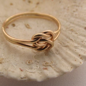 Bague en or 14 k, bague de promesse, bague noeud d&#39;amour, bague de mariage, bague en or, bague celtique, cadeau, bague de pureté, anneau