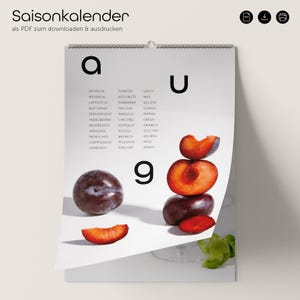 Digital seasonal calendar for fruit & vegetables – modern design for self-printing