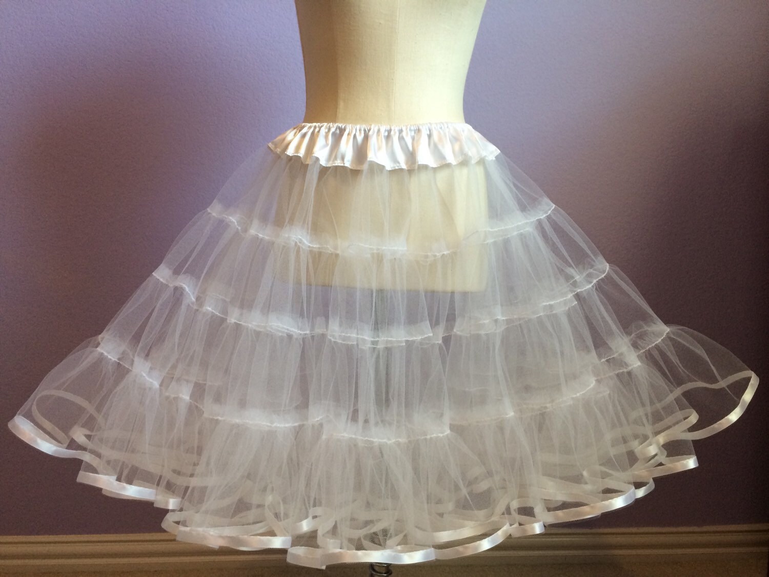 White tulle petticoat 2 layer 1950s Style fluffy white Etsy