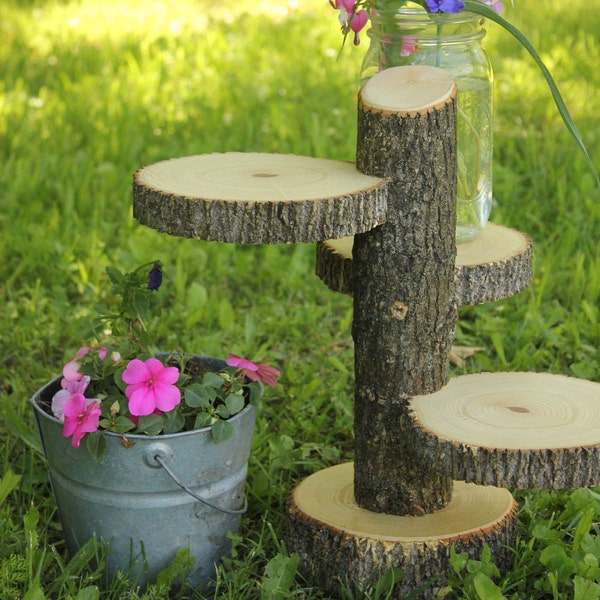 Large 3-Tiered Rustic Wedding Decor Tree Mason Jar / Candle Stand Table Center Piece Cupcake Holder Mason Jar