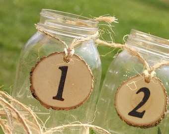 Wedding Table Number Tokens Plaques, Mason Jar Numbers Decor Rustic Table Seating Display