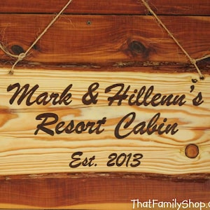Custom Woodburned Sign Rustic Plaque Names Sign Cabin Decor Wall Hanging Personalized 5th Anniversary Wood Gift