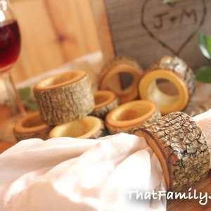 Real Log Napkin Rings (8 pcs) Holders Wedding Decor Home Kitchen Party Favor Dining
