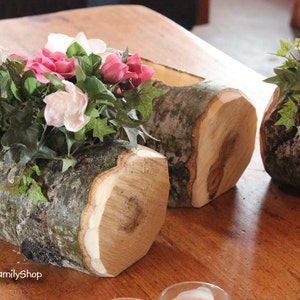 Log Flower Vase Rustic Wedding Table Centerpiece Decoration image 2