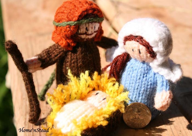 Knitted Christmas Nativity Set of Three Holy Family People Etsy
