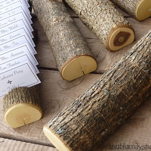 Log Placecard Card Holder Table Setting Rustic Wedding Display