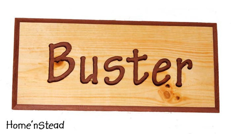 Customize Your Sign Engraved Wood Name, Pet Animal Stall Name Signs Wood Dog House Plaque image 2