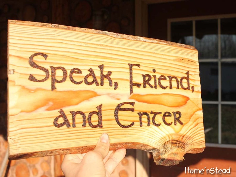 Speak Friend and Enter Lord of the Rings Quote Funny Door Etsy