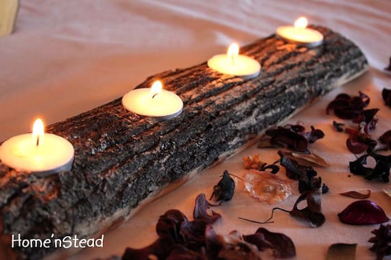 Log Candle Holder Rustic Wedding Woodsy Table Decor Bridesmaids Gifts Favors Centerpiece Setting Display Etsy