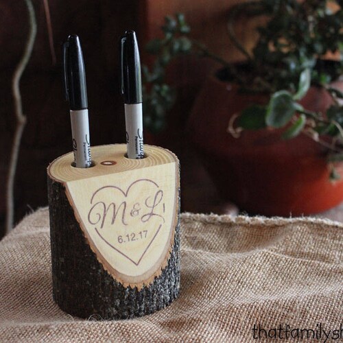 Wood Pen Holder Guest Book Wedding Table Wedding Pen Etsy Canada