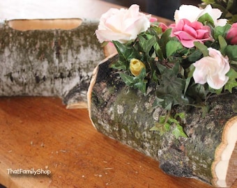 Log Flower Vase Rustic Wedding Table Centerpiece Decoration