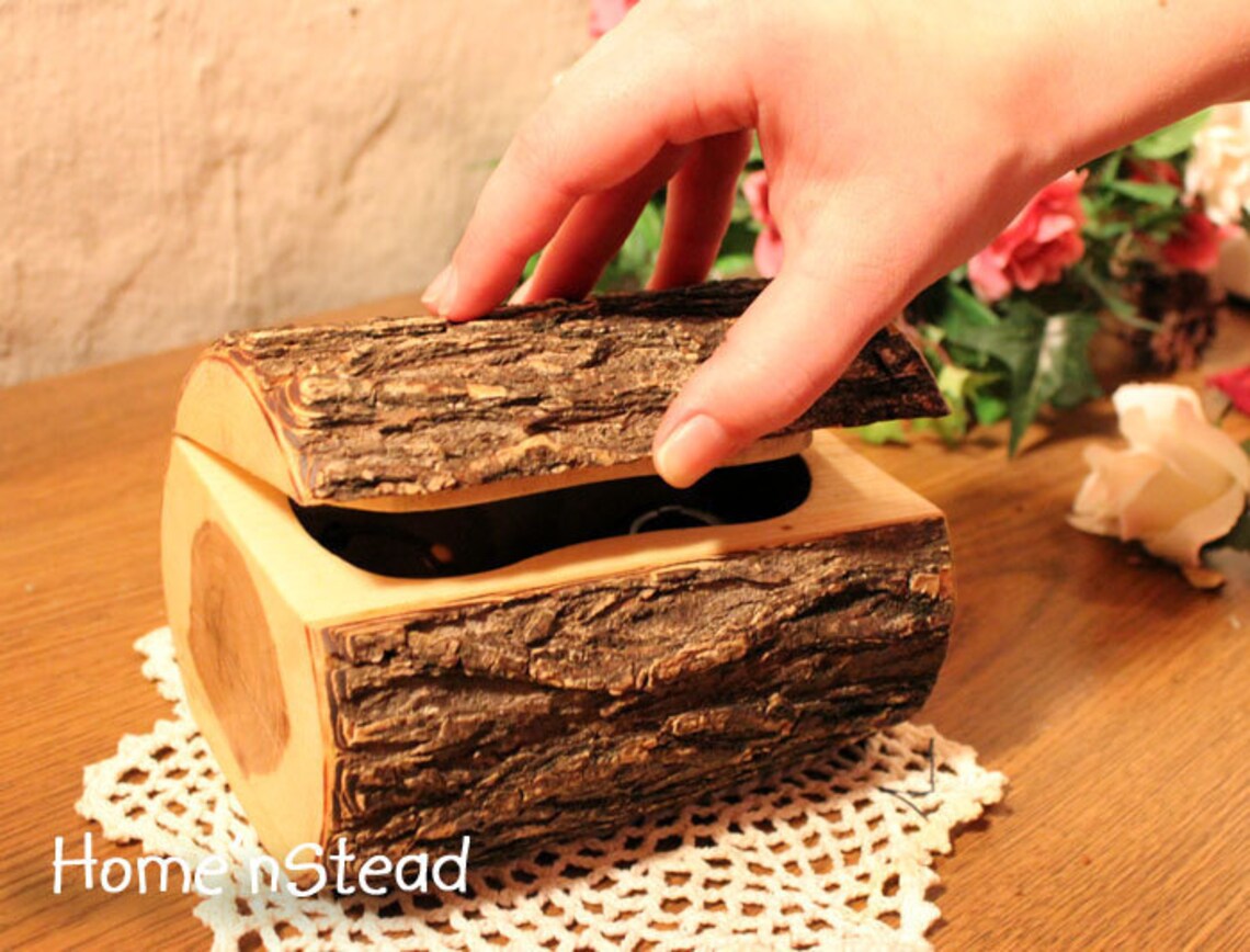 Rustic Log Jewelry Box Small Chest Band Saw Box Etsy