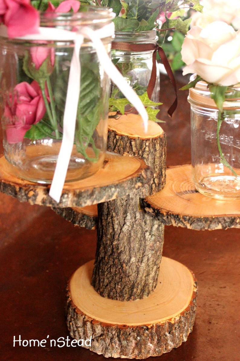 3-Tiered Rustic Wedding Decor Tree Mason Jar / Candle Stand Table Center Piece Holder image 5