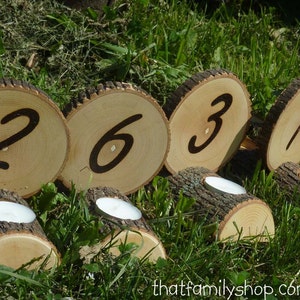 Candle-Lit Table Number Centre de table Log Bois Bark Tea Light Rustique Wedding Numbers Bougies Décor Combo