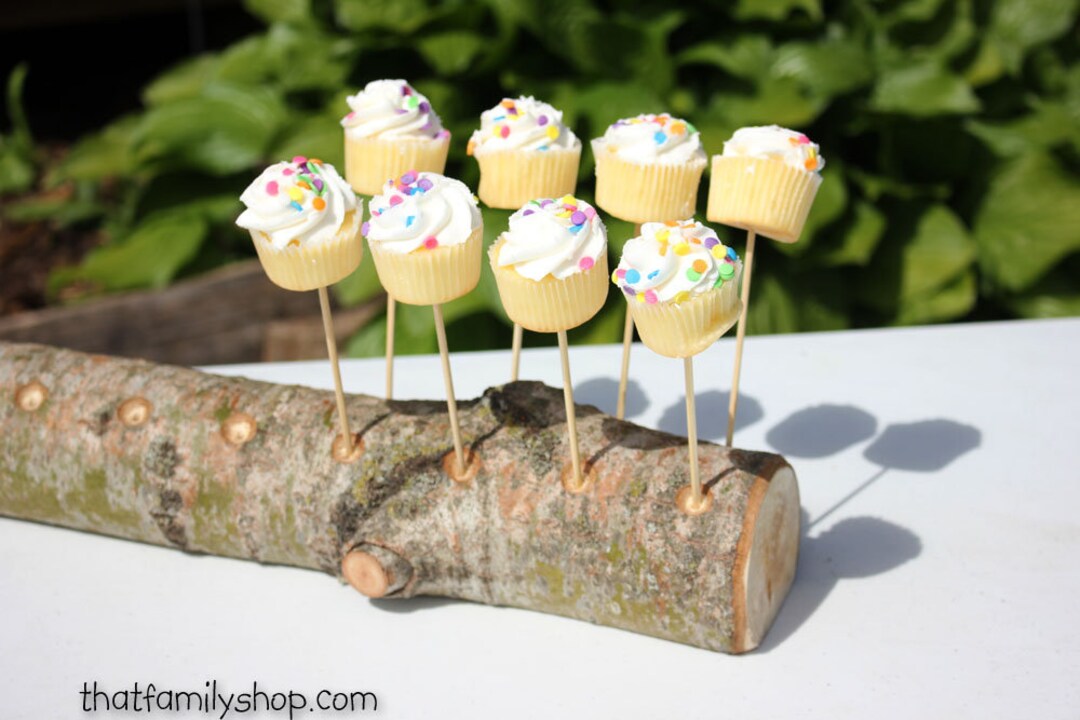 18 Cake Pop Holder Log, Rustic Party Cake Stand Display, Party Decor