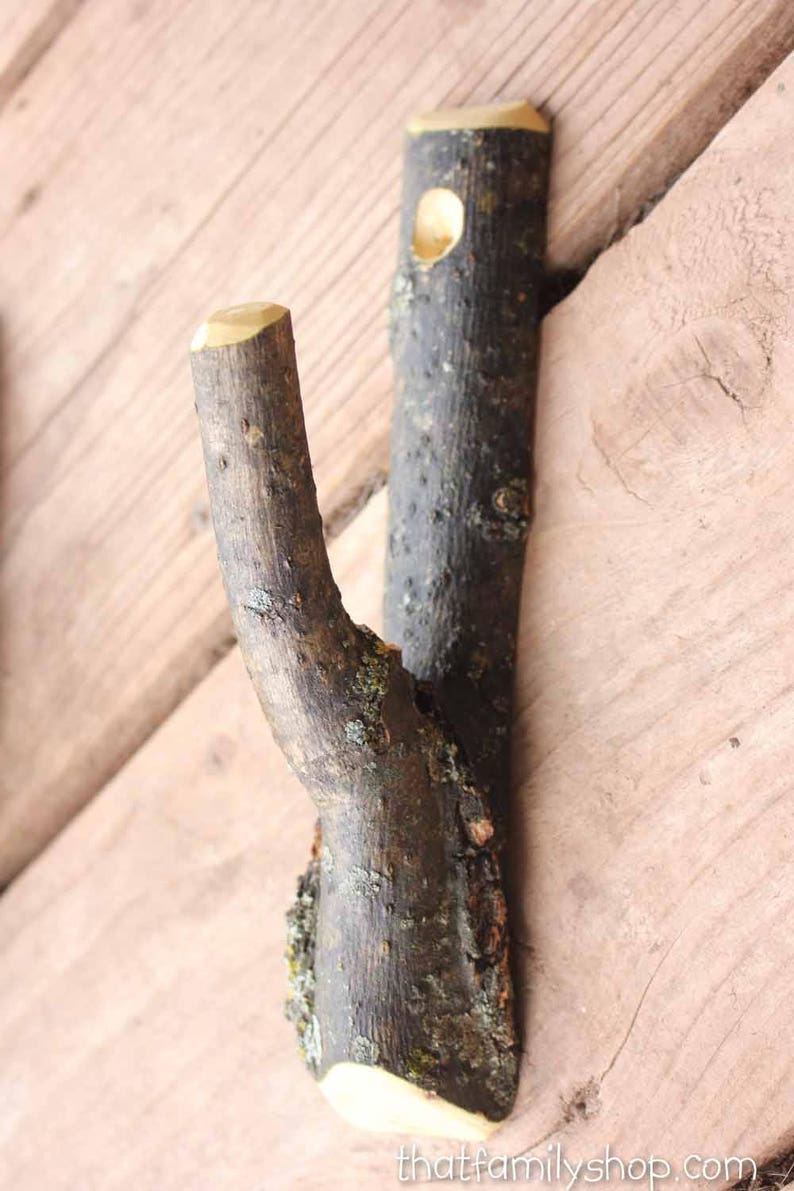 Set of 6 Rustic Coat Hooks Hangers Branch Hanger Natural Hall Etsy