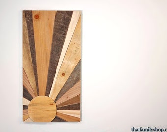 Vertical Sunset Wall Hanging made from Reclaimed Pallet Wood