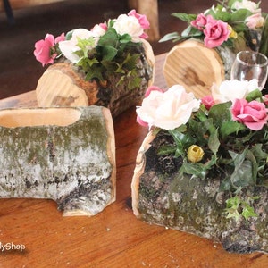 Log Flower Vase Rustic Wedding Table Centerpiece Decoration image 3