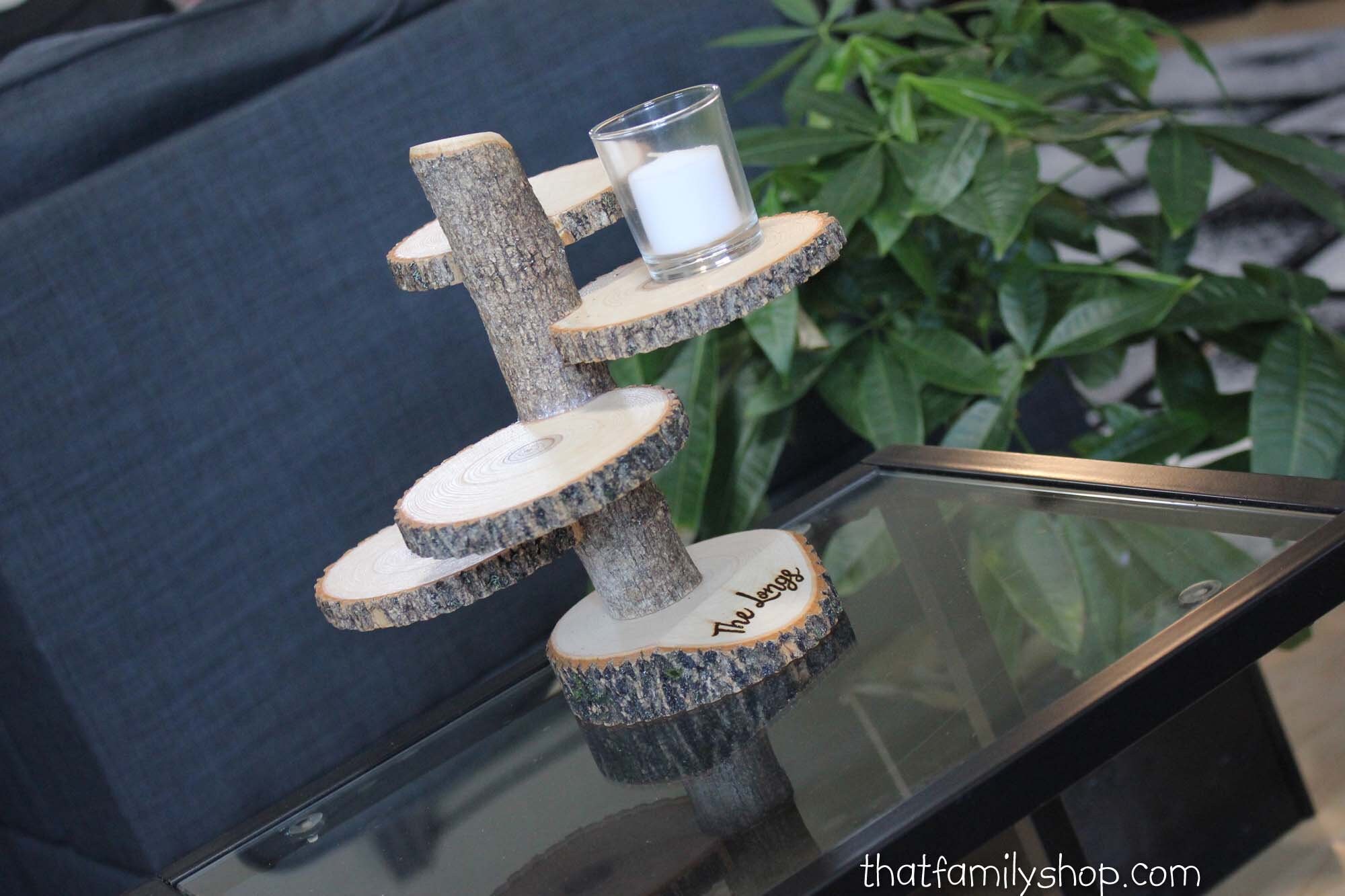 Custom Name Engraved Display Stand, Tiered Log Stand Personalized ...