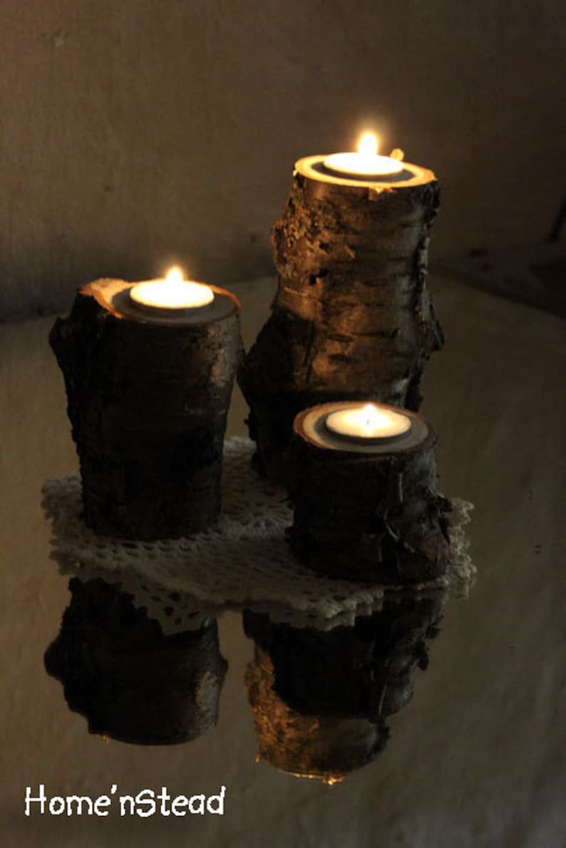 Log Candles Yellow Birch Rustic Wedding / Cabin Decor Table Etsy