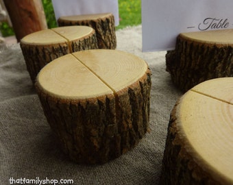 Rustic Wedding Log Table Number Holders Stand Place Card Setting