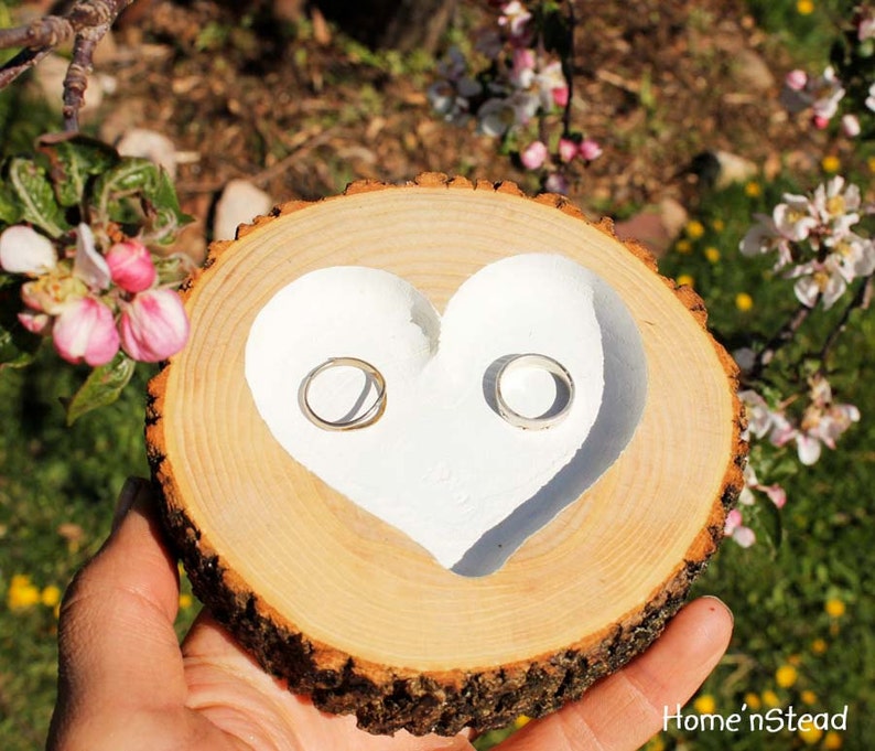 Log pillow Ringbearer Ring Holder Display White Etsy Canada