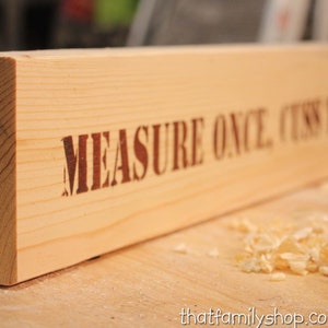 Measure Once, Cuss Twice Funny Woodshop Sign on a 2x4, Simple Manly Wood Shop Sign Plaque Gag Gift Idea for Woodworker, Gift for Him image 3