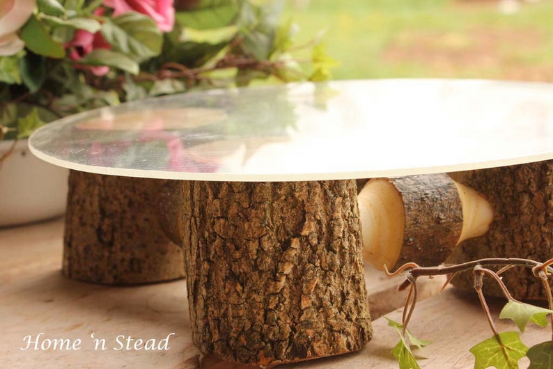 Rustic Wedding Cake Stand Table Decoration Ash Wood Stand Cupcake Tray Party Favors image 5