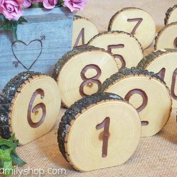 Rustic Wedding Table Numbers Log Slice Table Number, Rustic Wood Bark Table Numbers, Event Numbers Seating Display, Wedding Decor Numbers