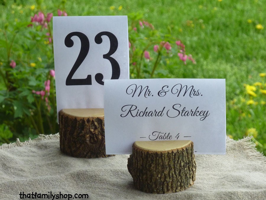 Rustic Wedding Log Table Number Stand Place Card Setting Etsy