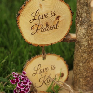 Corinthians 13 Set of Aisle Markers 'Love is Patient, Love is Kind..', 10 PCS 1.Cor.13: Rustic Wedding Aisle Decor Bible Decorations Verses image 4