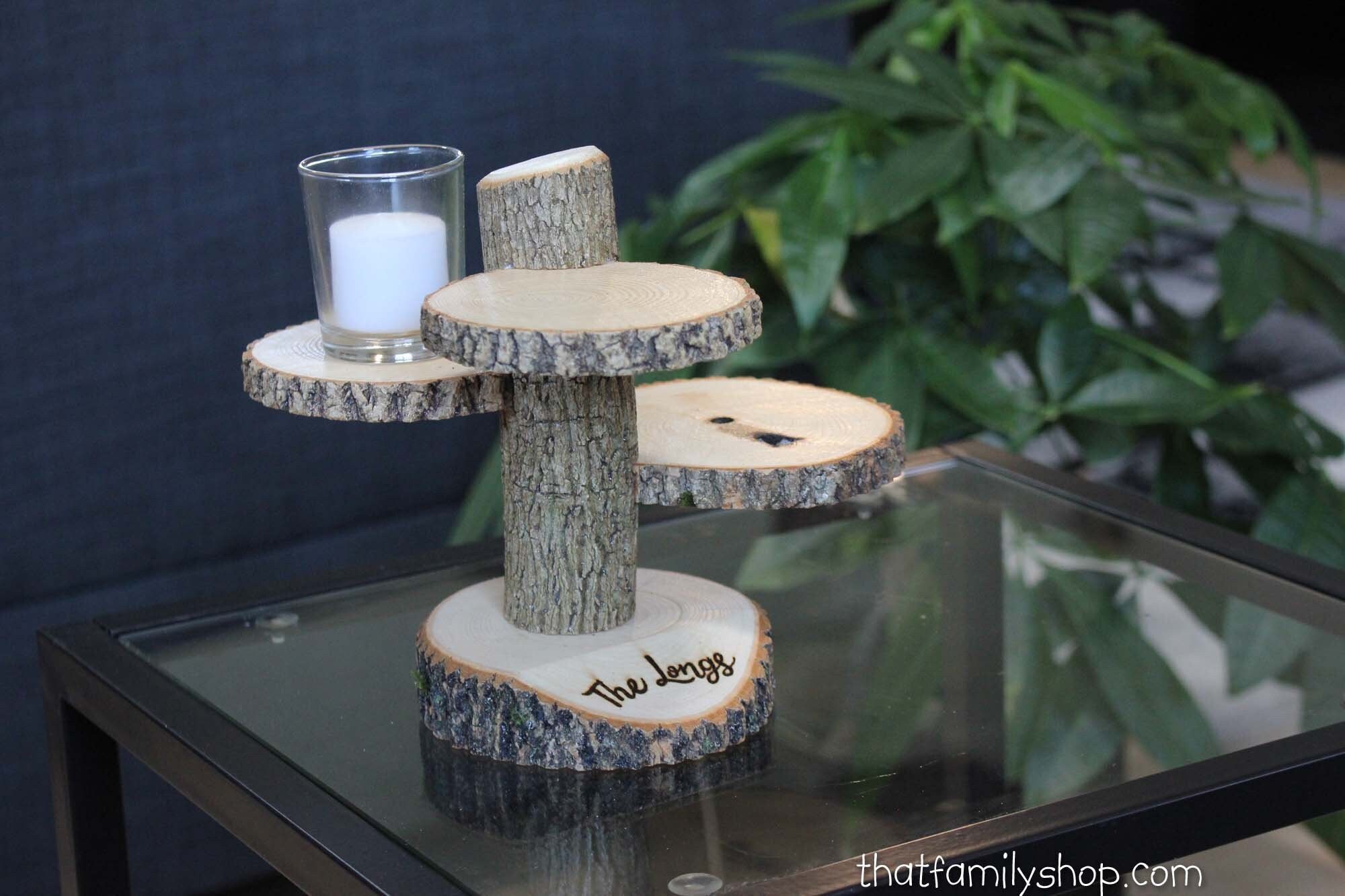 Personalized Rustic 3-tiered Stand With Engraved / Customizable Base ...