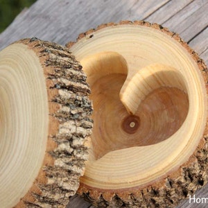 Natural Log Jewelry Organizer Box, Rustic Heart-Shaped Display Container, Wedding Ring, Ringbearer, 5 Year Anniversary Gifts Idea for Her