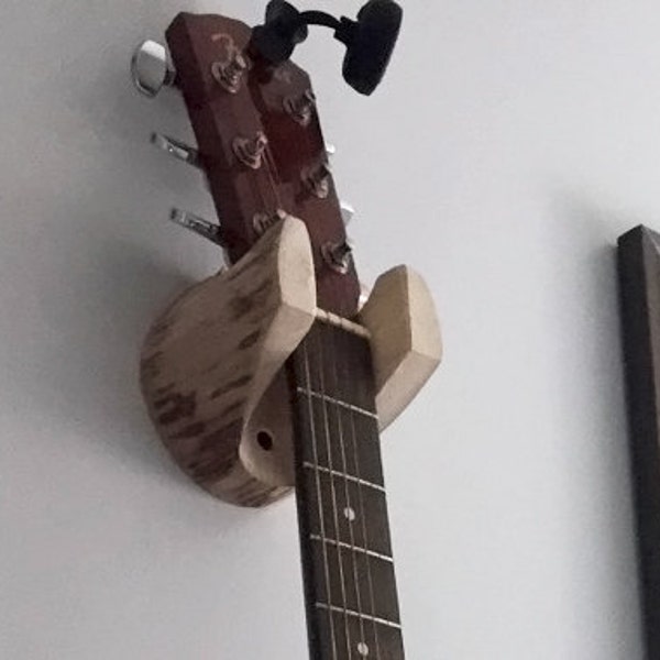 Guitar Hanger Rustic Log Wall-Mounted Unique Guitar Gifts for Musician, 5 Year Anniversary Present, Banjo, Mandolin, Accessory Gift for Him