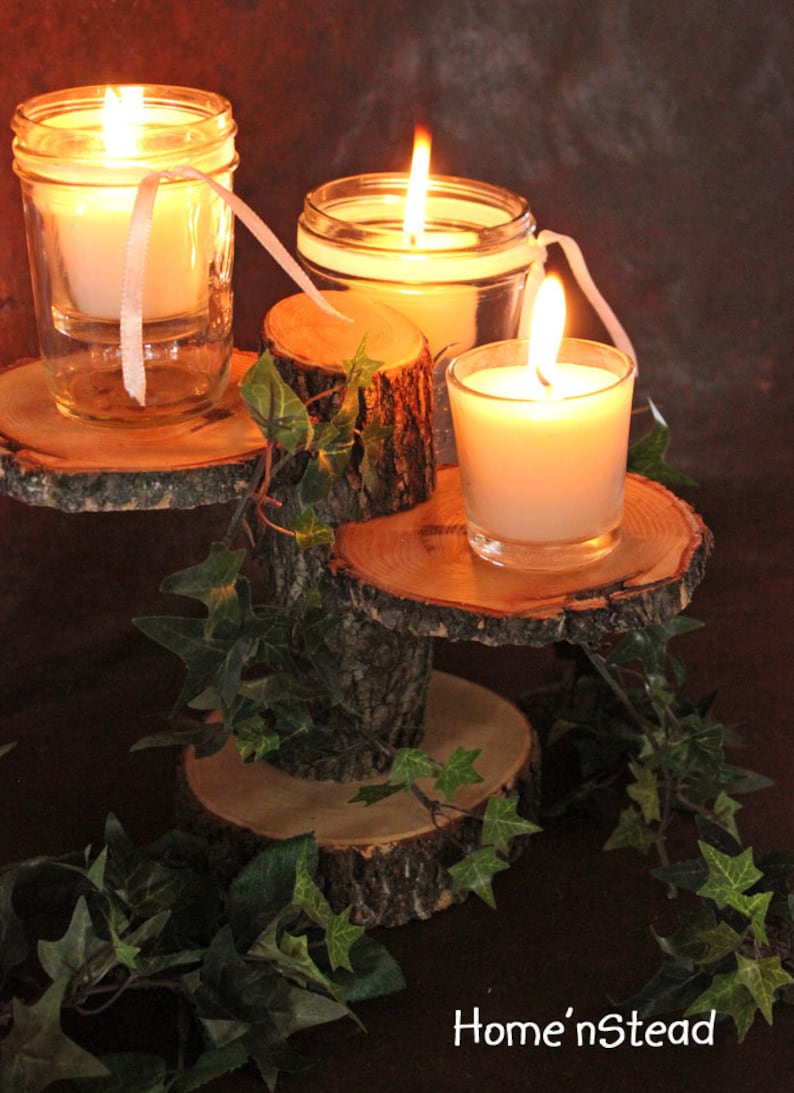 3-Tiered Rustic Wedding Decor Tree Mason Jar / Candle Stand Table Center Piece Holder image 4