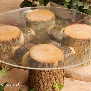 Rustic Wedding Cake Stand Table Decoration Ash Wood Stand Cupcake Tray Party Favors image 1