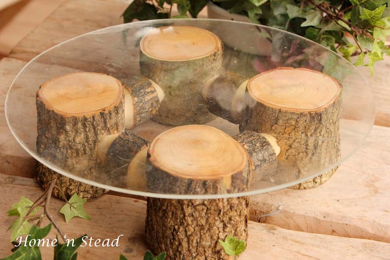 Rustic Wedding Cake Stand Table Decoration Ash Wood Stand Cupcake Tray Party Favors image 1