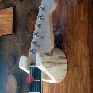 Guitar Hanger Rustic Log Wall-Mounted Unique Guitar Gifts for Musician, 5 Year Anniversary Present, Banjo, Mandolin, Accessory Gift for Him image 4