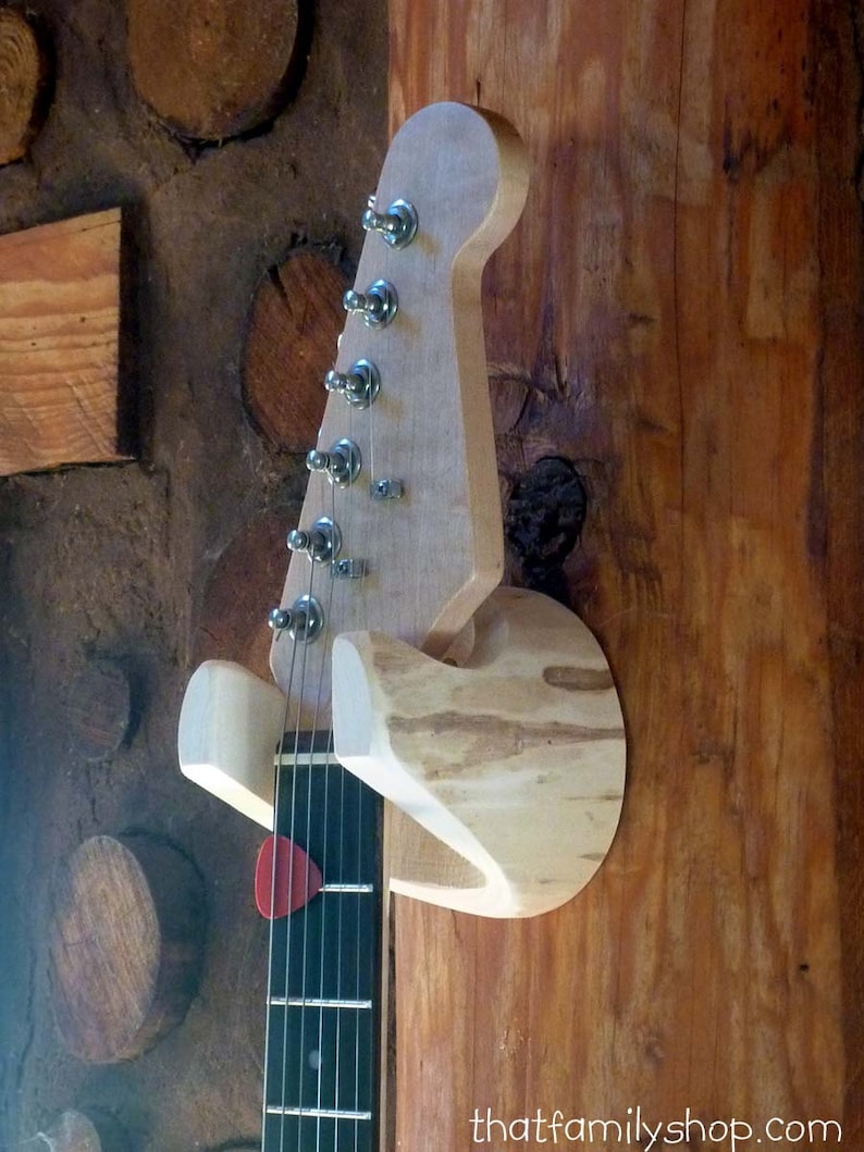 Guitar Hanger Rustic Log Wall-Mounted Unique Guitar Gifts for Musician, 5 Year Anniversary Present, Banjo, Mandolin, Accessory Gift for Him image 4