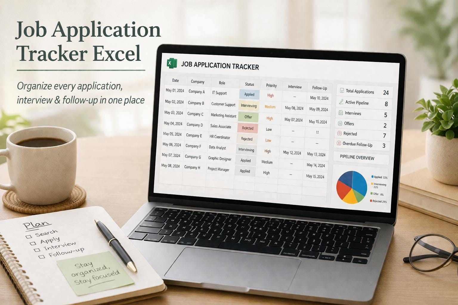 Job Application Tracker Excel | Application Tracker With KPI Dashboard ...